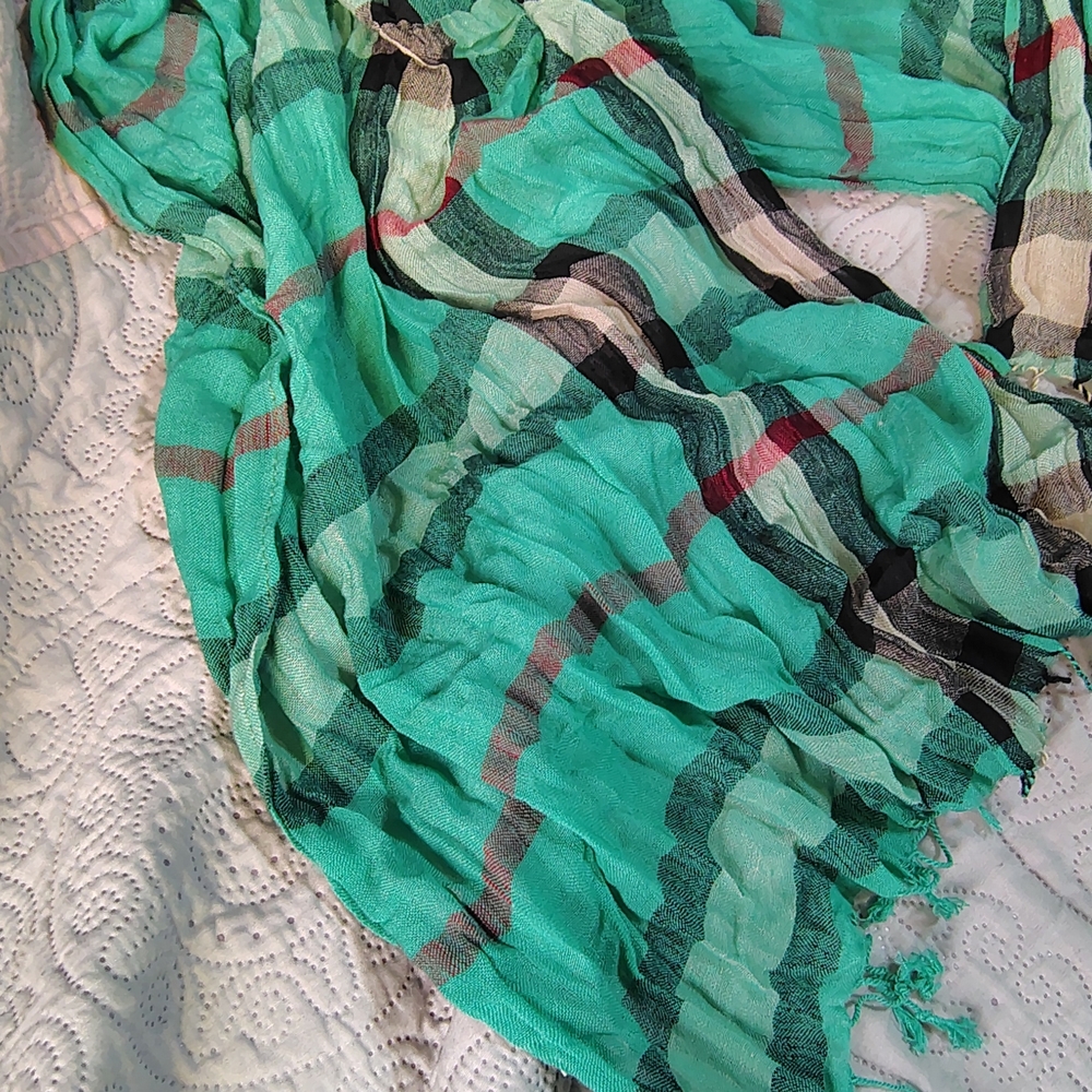 Ocean Green Striped Lightweight Scarf 🔥😎